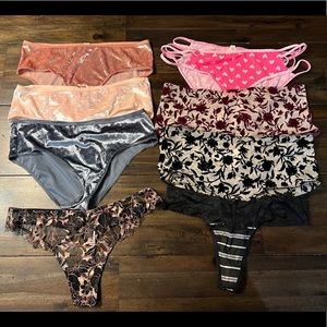 NWT Victoria’s Secret panty bundle, 8 pairs, 2 are thongs. Size XL